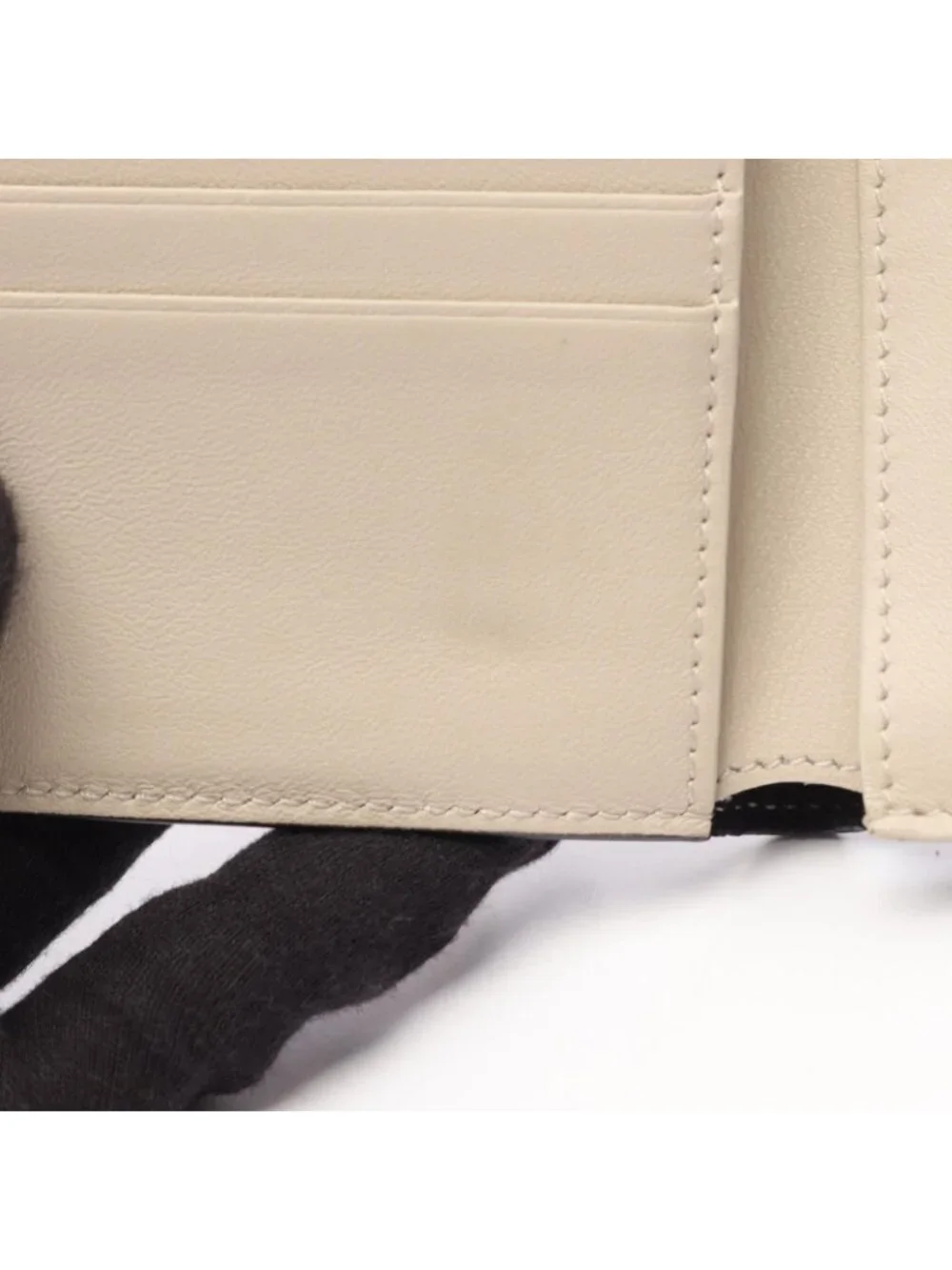 Celine Bifold Wallet Strap Multi Function Black Ivory Leather